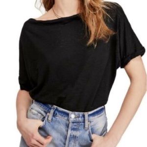 We the Free shirt womens extra small XS black relaxed short sleeve